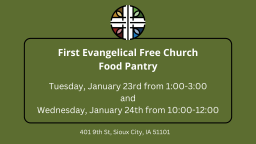 1st Evangelical Free food pantry 1:23 and 1:24